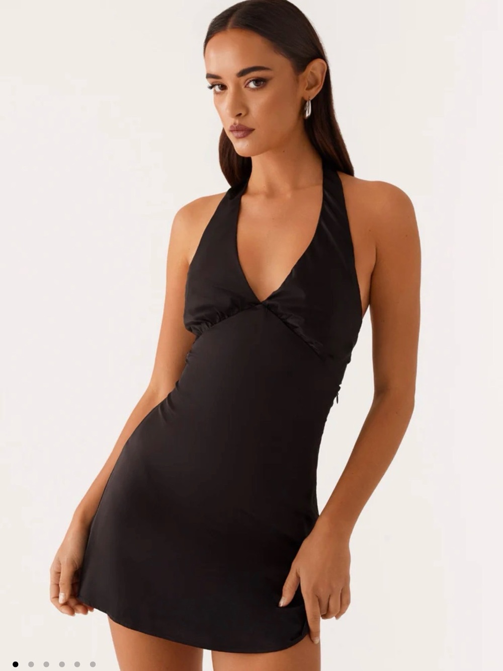 Peppermayo Black Satin Halter Mini Dress